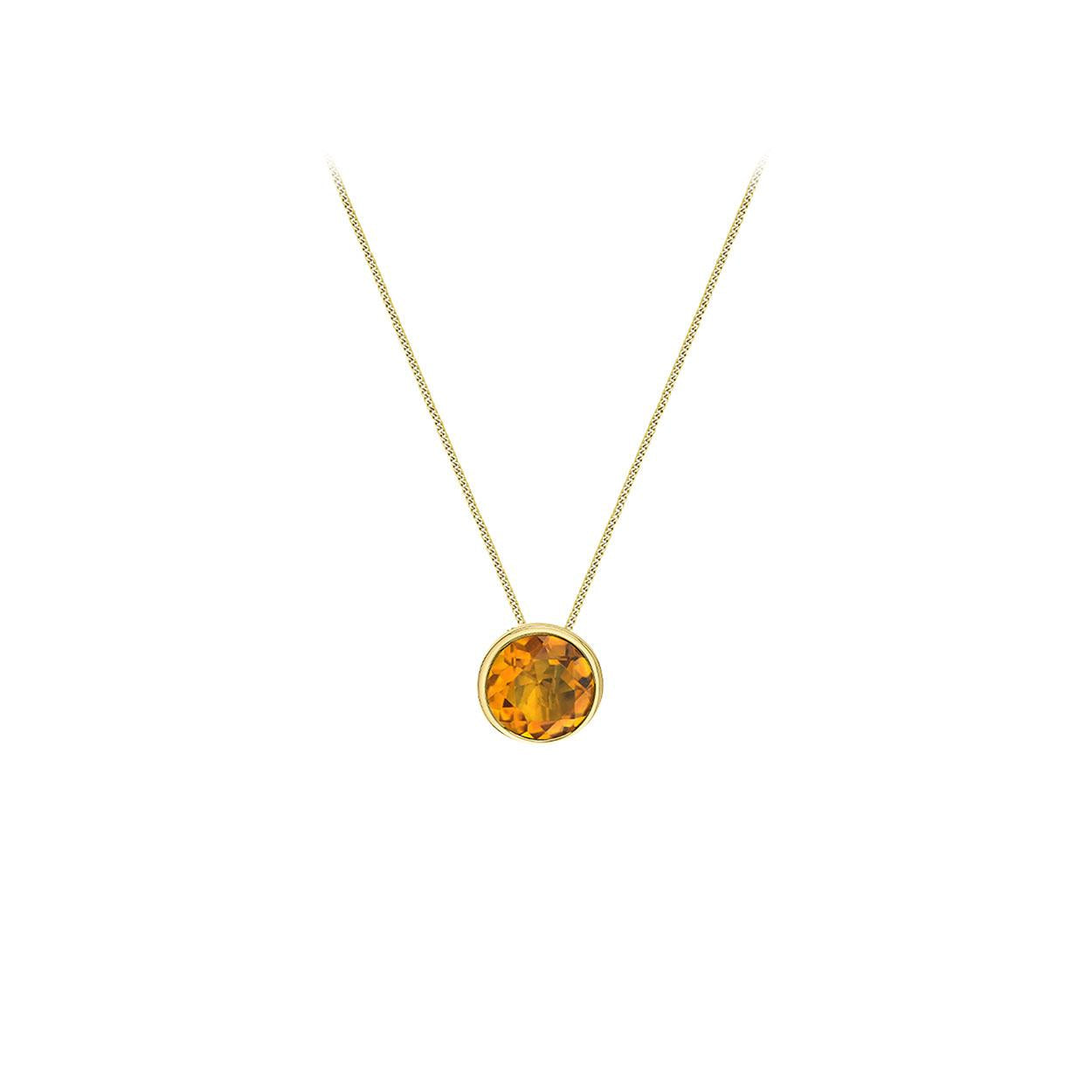 Genuine Citrine Bezel Set Pendant (38799)