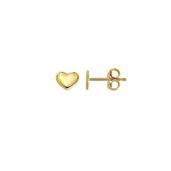 Gold Flat Heart Stud Earrings (39184)