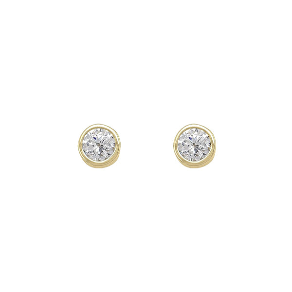 Cubic Zirconia 6mm Bezel Stud Earrings (31434)