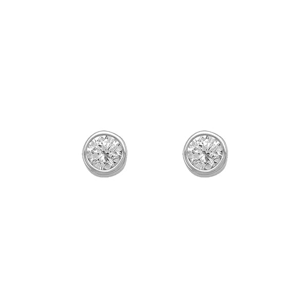 Cubic Zirconia 6mm Bezel Stud Earrings (31437)