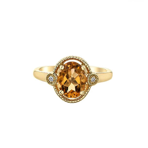 Genuine Citrine and Diamond Ring (33443)