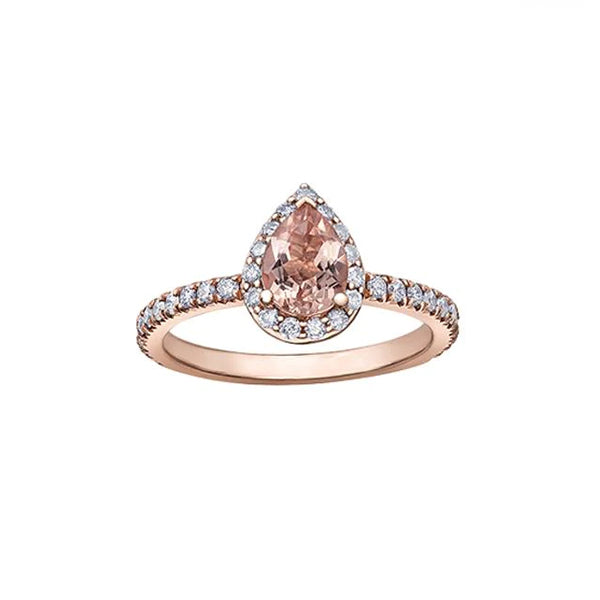 Genuine Morganite and Diamond Ring (34075)