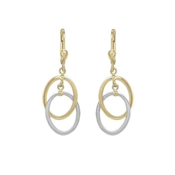 Gold Double Open Oval Dangle Earrings (34739)