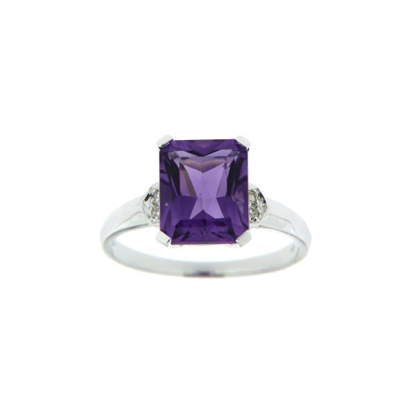 Genuine Amethyst and Diamond Ring (36197)