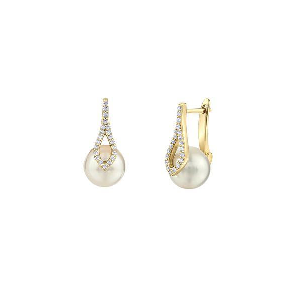 Genuine Pearl and Diamond Drop Earrings 