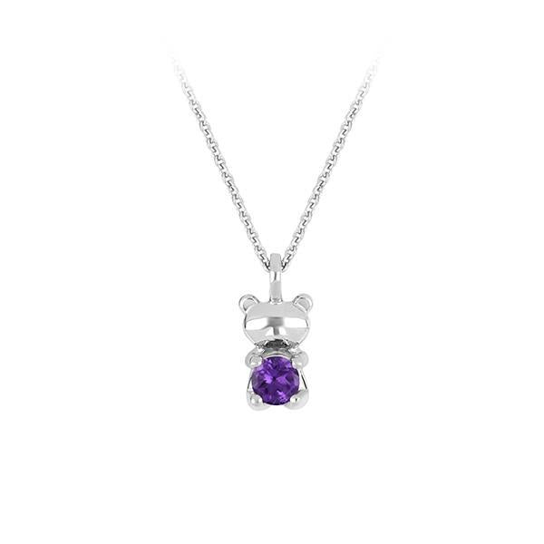 Genuine Amethyst Teddy Bear Pendant