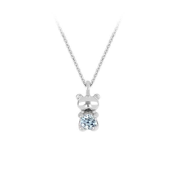 Genuine Aquamarine Teddy Bear Pendant