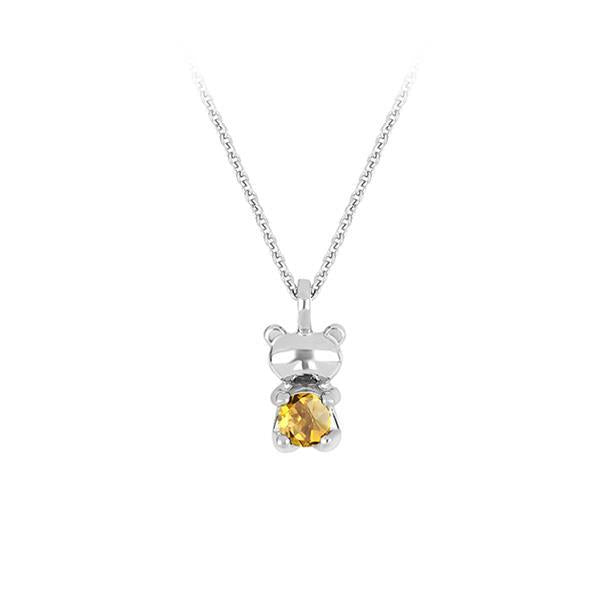 Genuine Citrine Teddy Bear Pendant