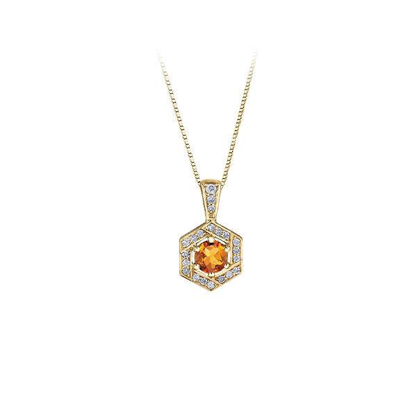 Genuine Citrine and Diamond Pendant (36709)