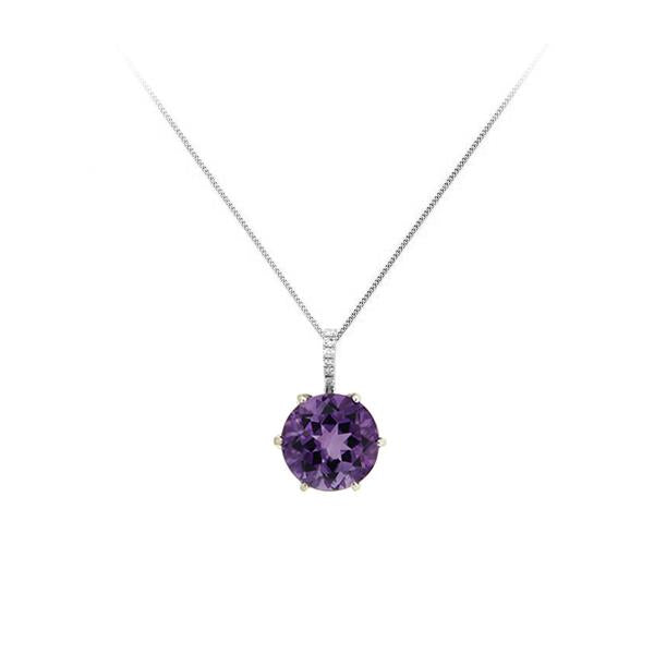 Genuine Amethyst and Diamond Pendant (36877)